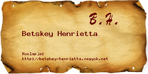 Betskey Henrietta névjegykártya